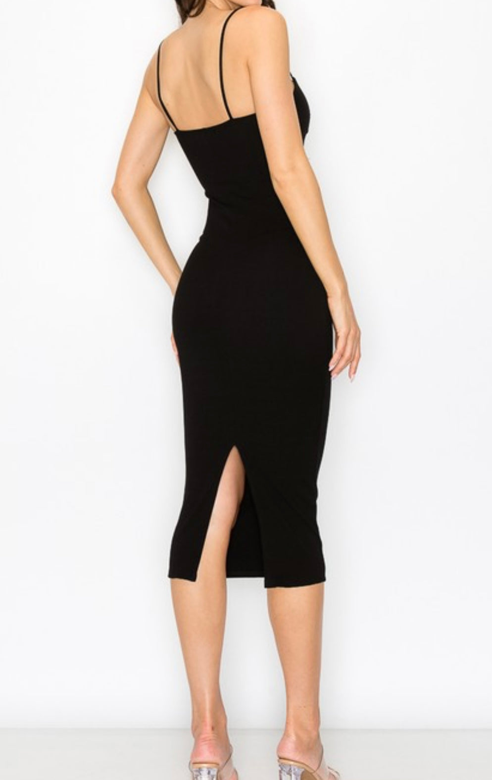 Twist front Cami Midi Dress (Black)